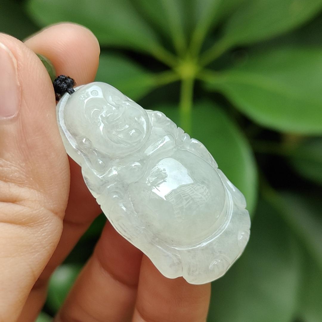 New Stock Sg Seller - Crafted as Standing Milo Buddha Natural Type A Jadeite Jade as Pendant certificate weighs 8.73 grams, measurement 38 * 21.3 * 7.6 mm (pendant351) Yi Pin Qian Jadeites Jade Jewelry ~Your Precious Quintessential ~ Singapore