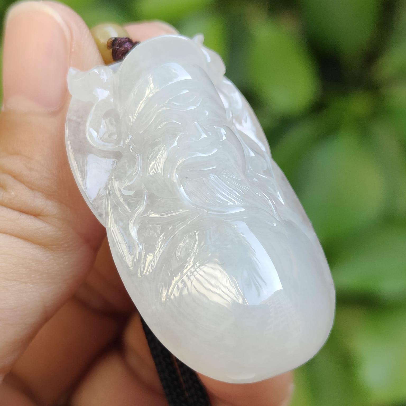 #Sold - Fortune God Pendant Natural Type A Jadeite Jade certificate weighs 15.35 grams, measurement 40.3 * 22.8 * 9.5 mm (pendant395)