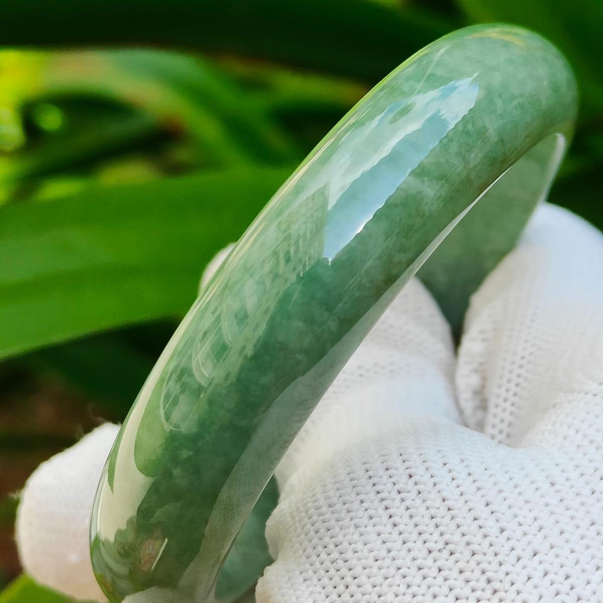 Wood 🌱 + Water 💧 Jadeite Bangle | Career Harmony Catalyst (Sku: bangle35) Yi Pin Qian Jadeites Jade Jewelry ~Your Precious Quintessential ~ Singapore