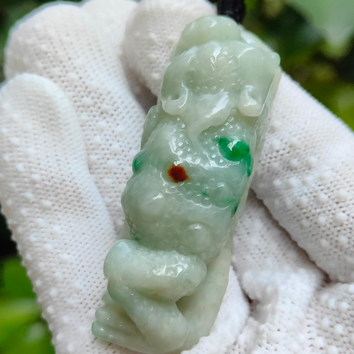 Huat All the Way! 🌱🔥 Natural Type A Jadeite Toad Pendant | Zi Wei Dou Shu Wealth Luck (Sku: pendant448)