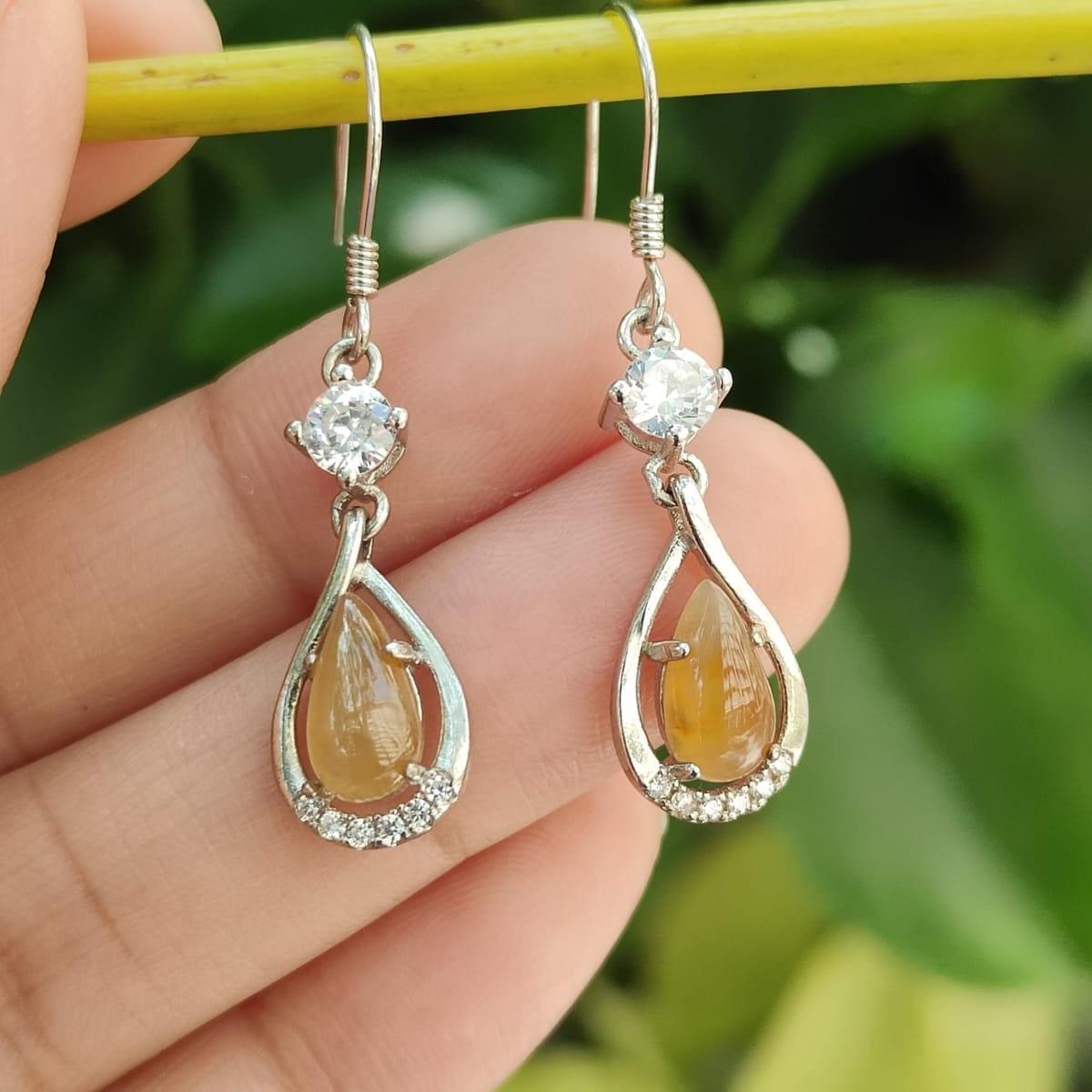 Natural Yellow Jadeite crafted as Hook Earrings S925 Silver – Earth & Fire Energy, Certified Type A | $499 (s925es2) Yi Pin Qian Jadeites Jade Jewelry ~Your Precious Quintessential ~ Singapore
