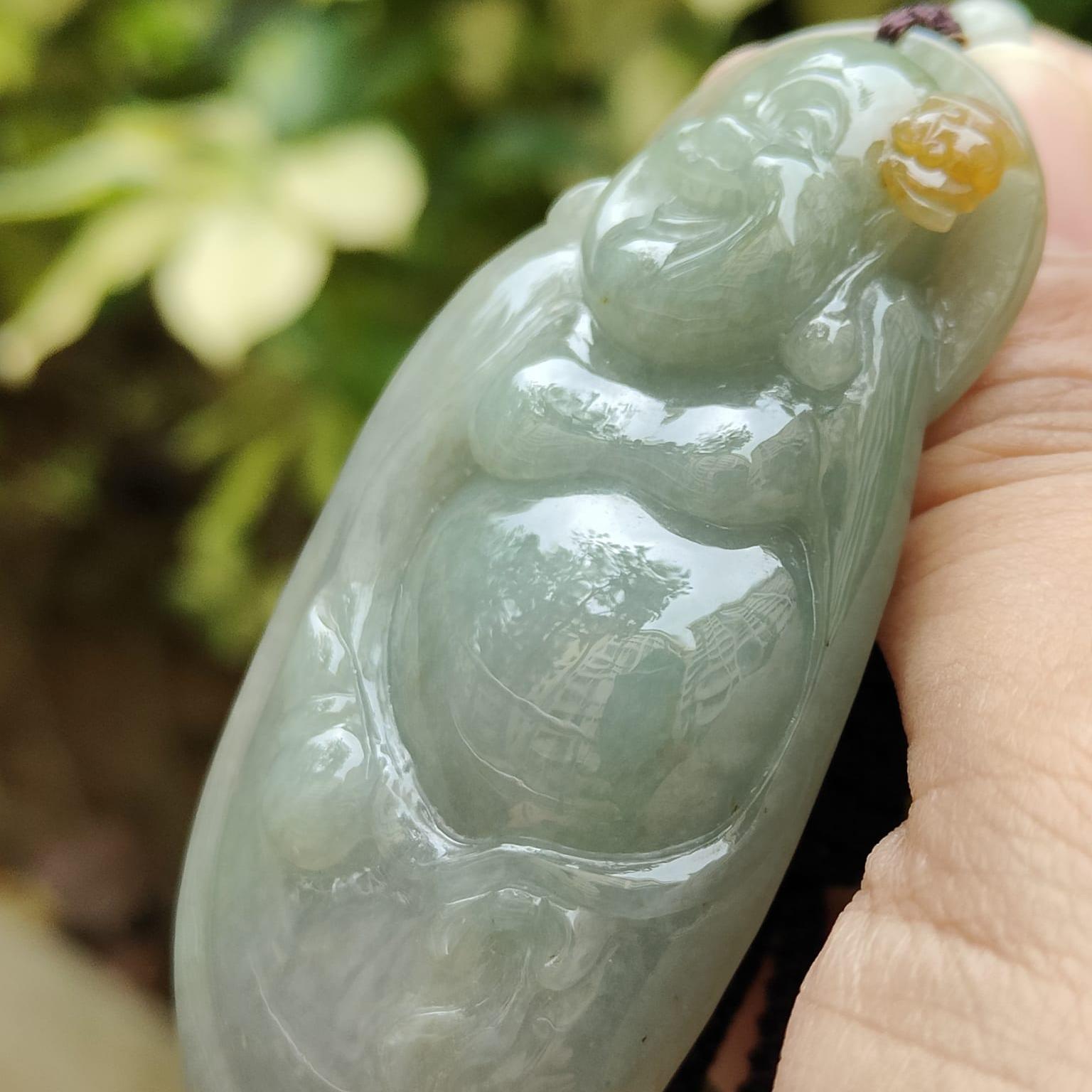 Laughing Buddha Jadeite Carving – Symbol of Joy & Fortune, Natural Type A (Certified 920770030646 SKU: pendant401) Yi Pin Qian Jadeites Jade Jewelry ~Your Precious Quintessential ~ Singapore