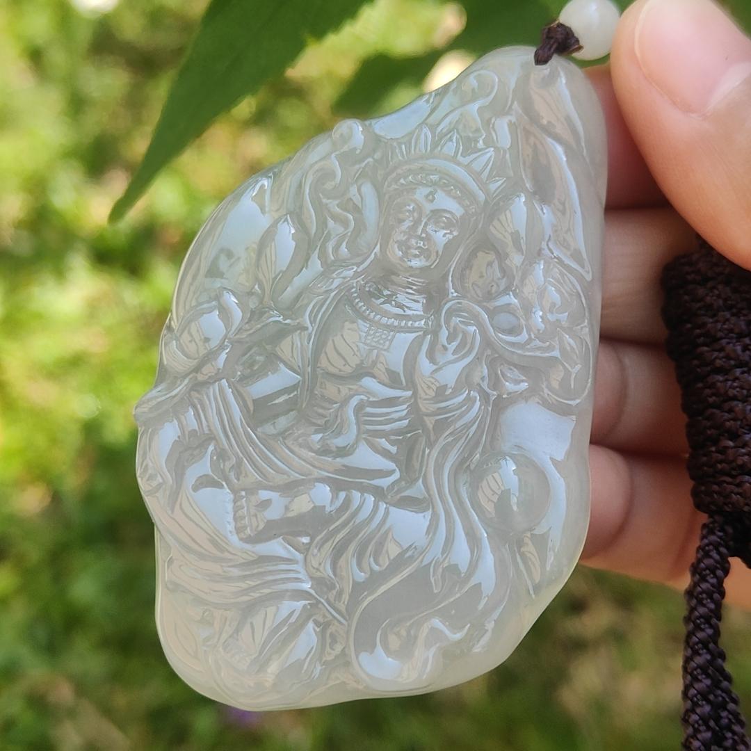 Rare Premium Quality Natural Type A Jadeite Jade crafted with Tara as a pendant with certificate weigh 46.31 grams, measurement 72.7 * 46.2 * 8.3 mm (pendant194) Yi Pin Qian