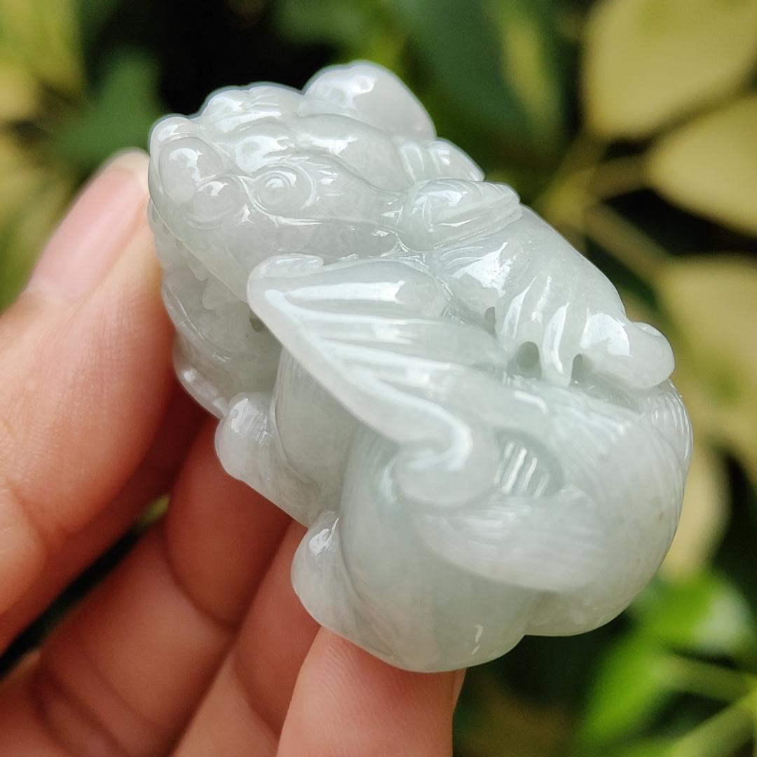 New arrival in SG - Flying Pixiu with movable ball in mouth crafted on Natural Jadeite Jade as Pendant with QIC labs approved certificate weighs 49.07 grams, measurement 45.8 * 23.2 * 19.7 mm (pendant322) Yi Pin Qian Jadeites Jade Jewelry ~Your Precious Quintessential ~ Singapore