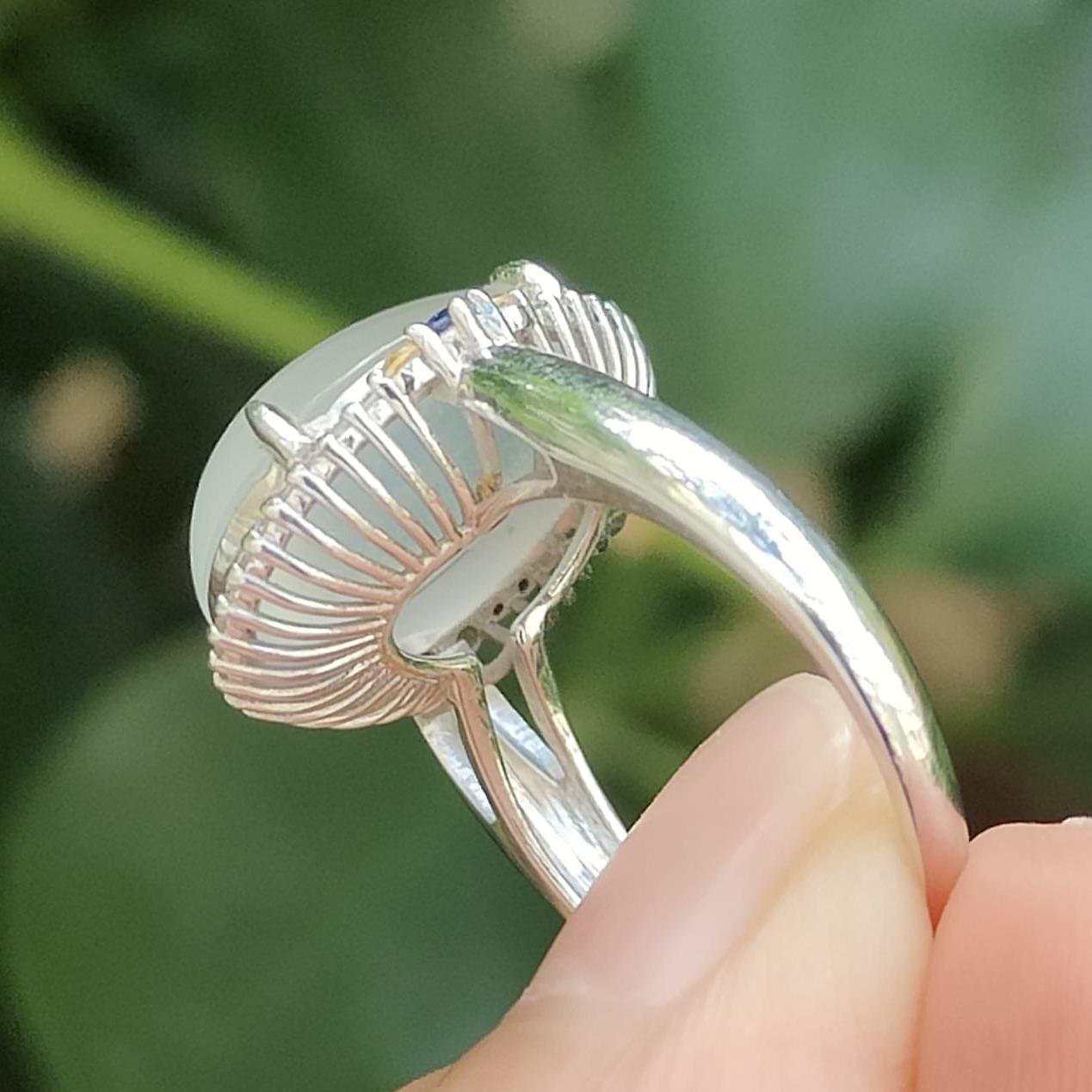 Five Stars Wu Xing Certified Jadeite Gold Ring - Earth/Metal/Water Harmony (Sku:18kring43) Yi Pin Qian Jadeites Jade Jewelry ~Your Precious Quintessential ~ Singapore