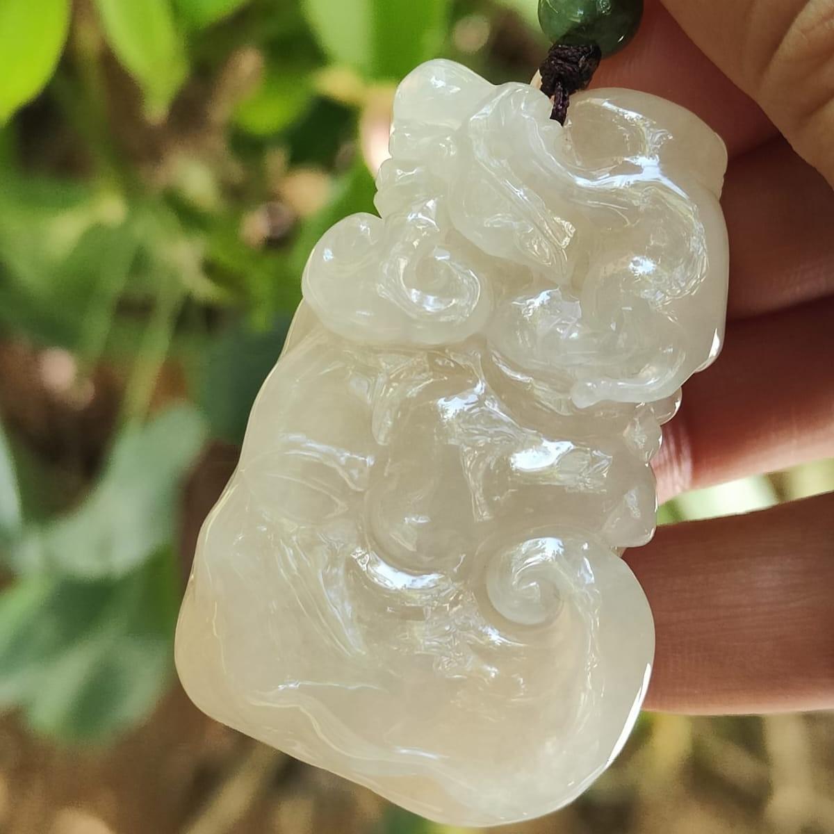 Crafted as Ruyi with Money Pendant on Yellow Icy High Quality Natural Type A Jadeite Jade certificate weighs 35.57 grams, measurement 48.3 * 30.9 * 14 mm (pendant385) Yi Pin Qian Jadeites Jade Jewelry ~Your Precious Quintessential ~ Singapore