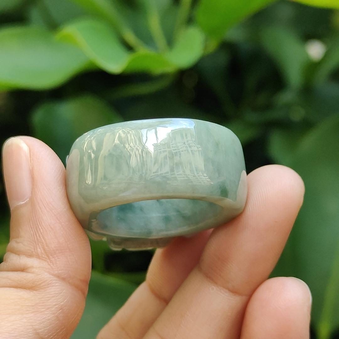 Green Hue Patches and Yellow Natural Type A Jadeite-Jade crafted as Dragon Ring with finger size 20.8mm, certificate weighs 26.8 grams, measurement 39.2 * 31.6 * 15.5 mm (ring12) Yi Pin Qian Jadeites Jade Jewelry ~Your Precious Quintessential ~ Singapore