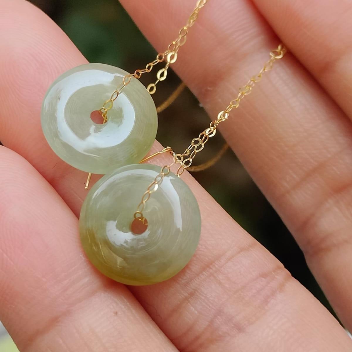 Wood Energy Jade Earrings 🌱- Golden Growth (Sku: 18k18) Yi Pin Qian Jadeites Jade Jewelry ~Your Precious Quintessential ~ Singapore
