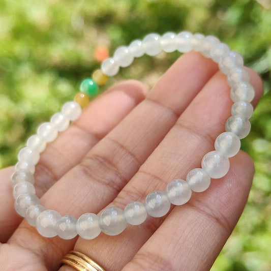 Icy Variety with Good Translucency Natural Type A Jadeite Bracelet measurement at 5.7mm with 37 beads, certificate included weigh 8.60 grams, suitable for casual wear and yet look elegant (bracelet6) Yi Pin Qian