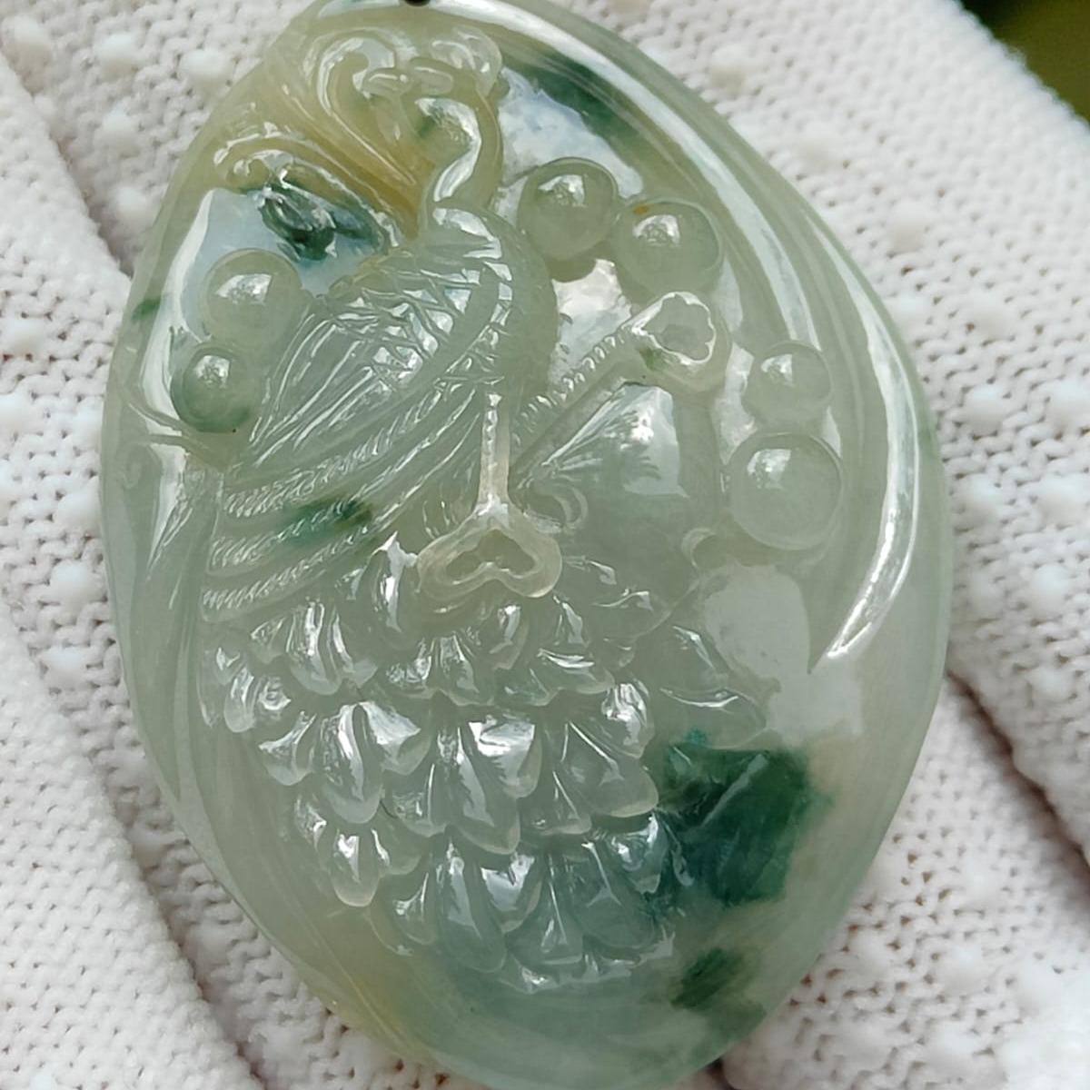 Jade Peacock Can Huat Ah! 🌱🔥 Natural Type A Jadeite Pendant | Zi Wei Dou Shu Luck (Sku: pendang447)