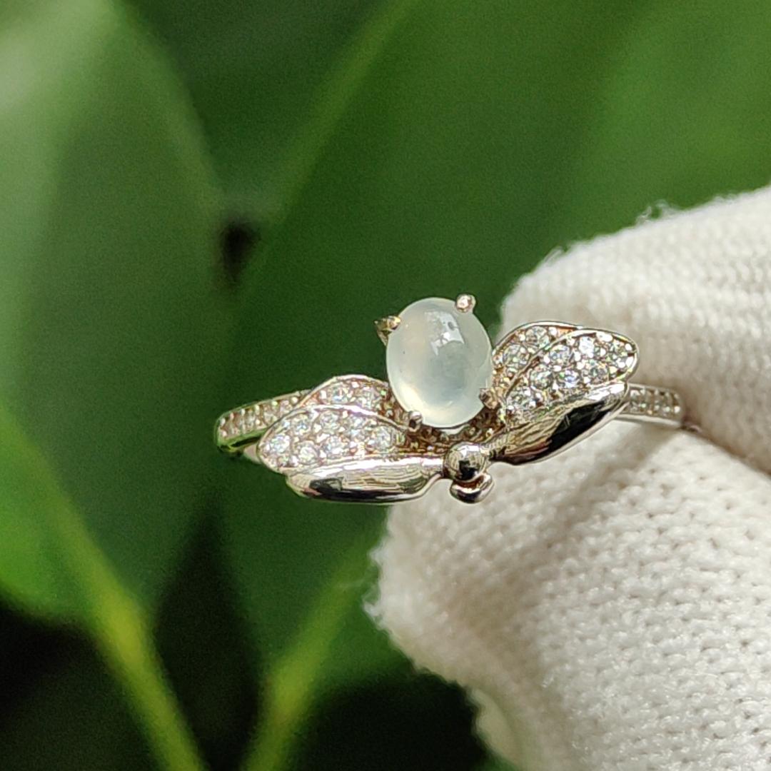 Crafted as 5.3 * 4.2 * 2.4 mm Icy Translucent Cabochon with High-Quality Natural Type-A Jadeite-Jade set with S925 as Ring, certificate weighs 1.76 grams (s925ring17) Yi Pin Qian Jadeites Jade Jewelry ~Your Precious Quintessential ~ Singapore