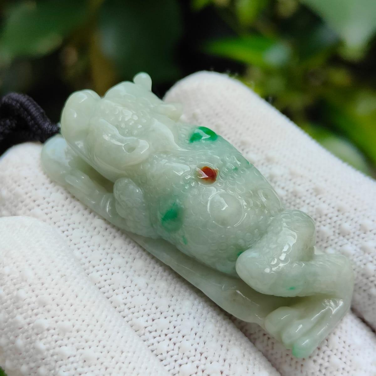 Huat All the Way! 🌱🔥 Natural Type A Jadeite Toad Pendant | Zi Wei Dou Shu Wealth Luck (Sku: pendant448)