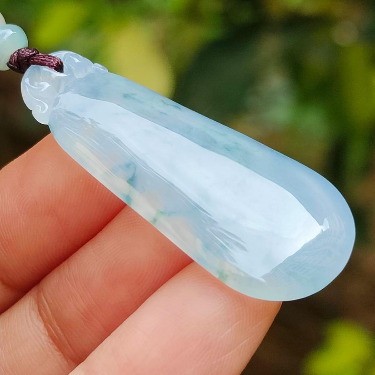 High Quality Light Lavender with Light Green Patches Natural Type A Jadeite Pendant crafted with nothing certificate weigh 5.15 grams, measurement 39.3 * 18.3 * 3.8 mm (pendant398) Yi Pin Qian Jadeites Jade Jewelry ~Your Precious Quintessential ~ Singapore