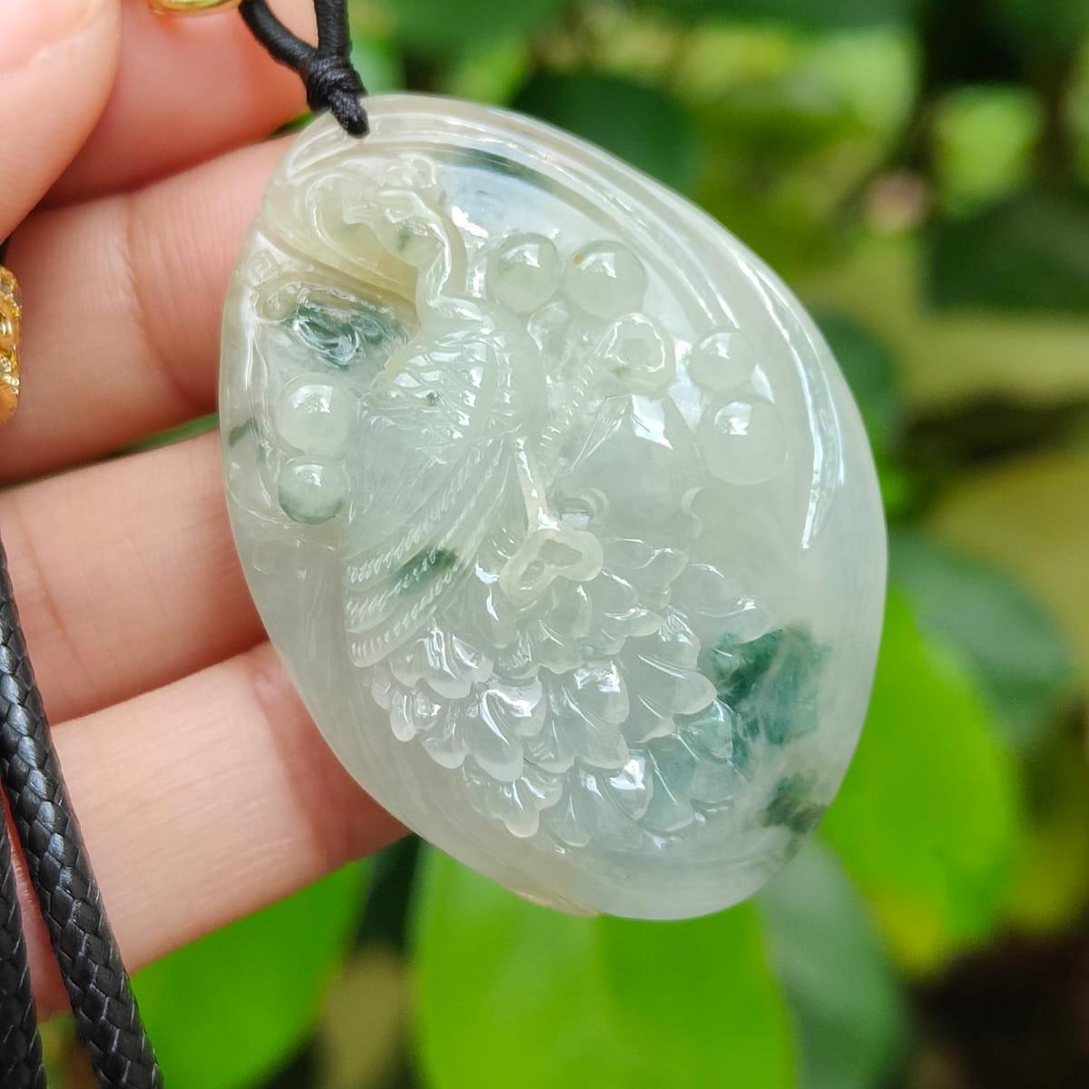 Jade Peacock Can Huat Ah! 🌱🔥 Natural Type A Jadeite Pendant | Zi Wei Dou Shu Luck (Sku: pendang447)
