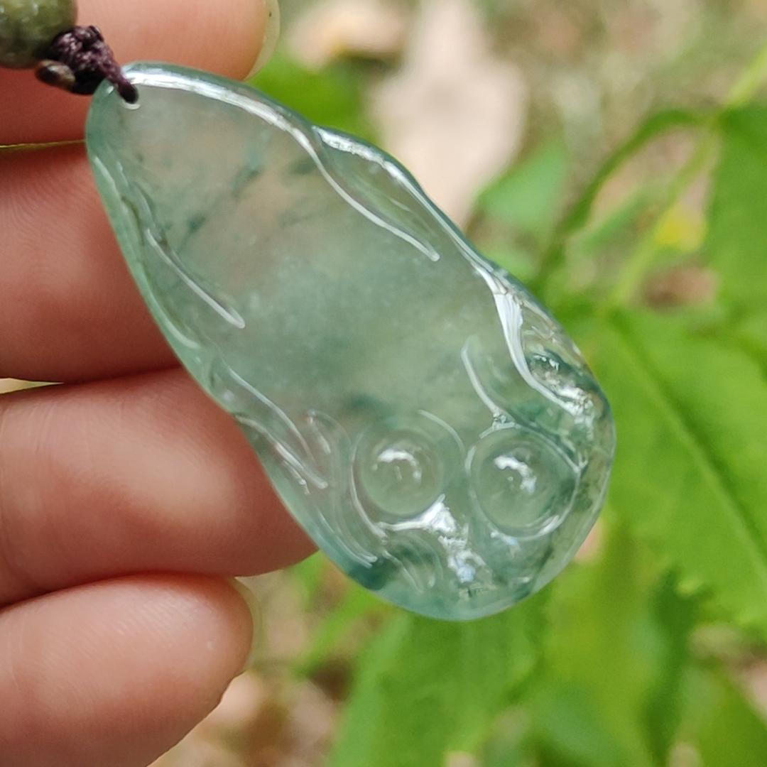 An Old Collection Crafted with Milo Buddha on Natural Type A Jadeite Jade as Pendant, certificate weighs 5.6 grams, measurement 36.5 * 18.2 * 4.7 mm (pendant361) Yi Pin Qian Jadeites Jade Jewelry ~Your Precious Quintessential ~ Singapore