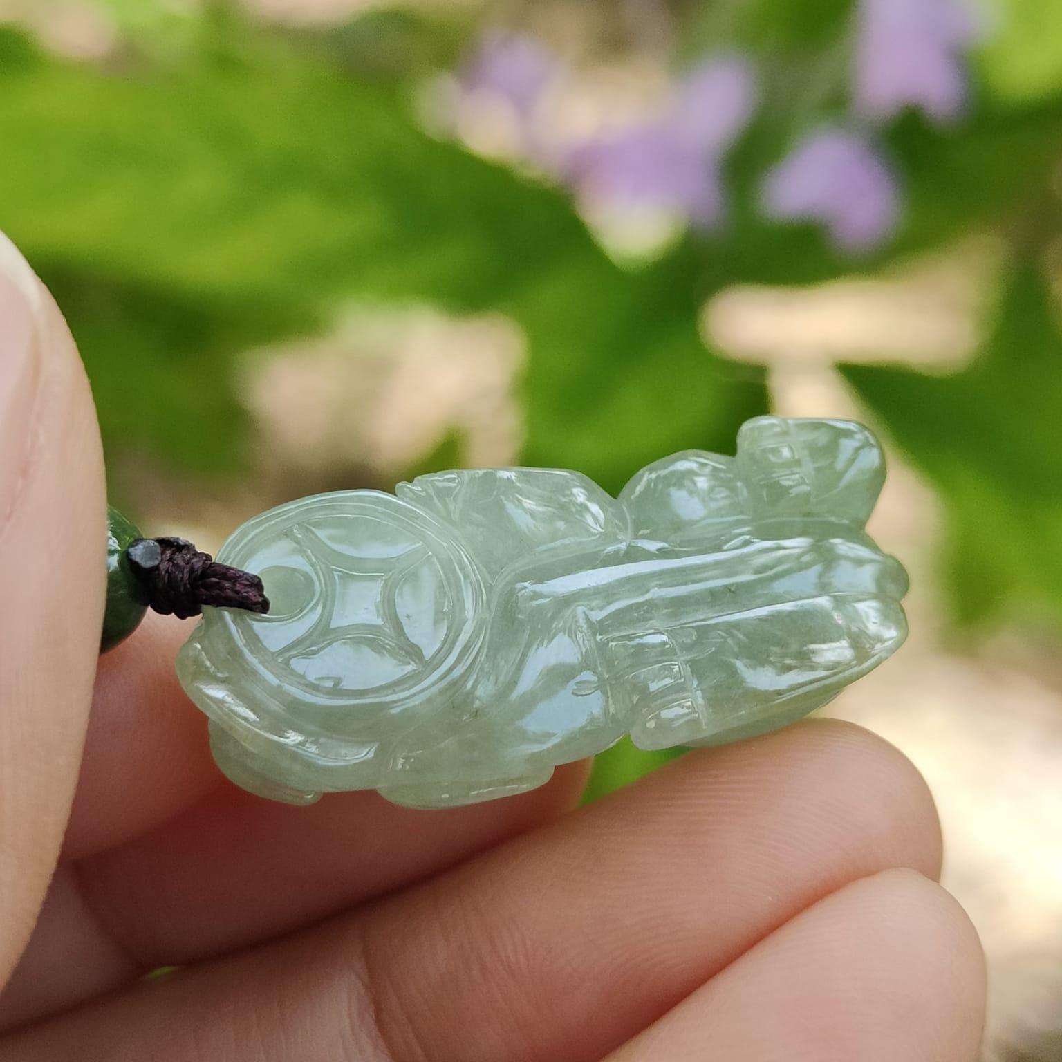 New Listing SG Seller - Crafted as Pixiu Pendant on Natural Type A Jadeite Jade certificate weighs 7.1 grams, measurement 31.2 * 13.7 * 9 mm (pendant373) Yi Pin Qian Jadeites Jade Jewelry ~Your Precious Quintessential ~ Singapore