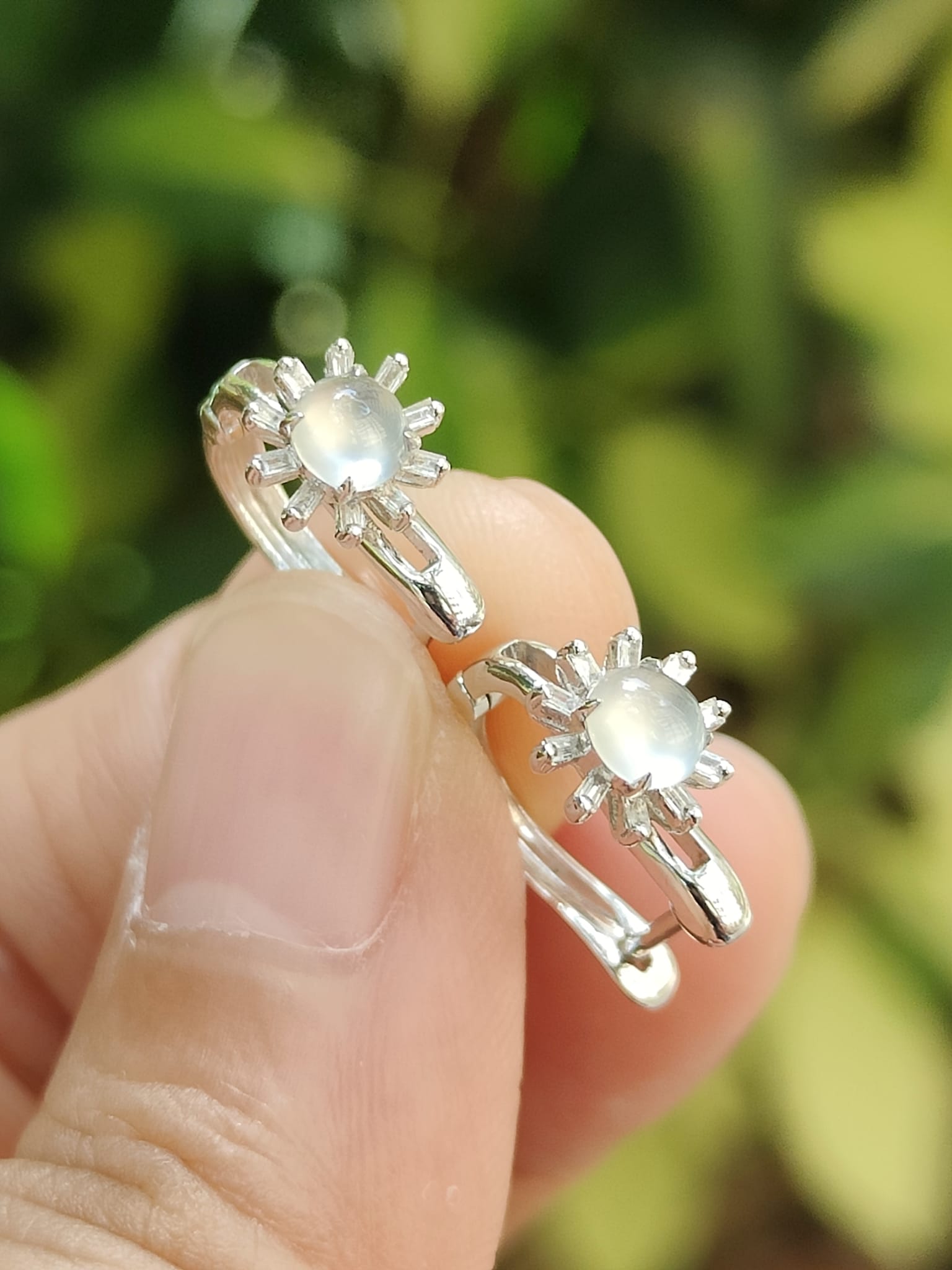 18k White Gold & Glacial Jadeite Cabochon Earrings – Certified Heirloom Luxury (SKU: 18k09) Yi Pin Qian Jadeites Jade Jewelry ~Your Precious Quintessential ~ Singapore