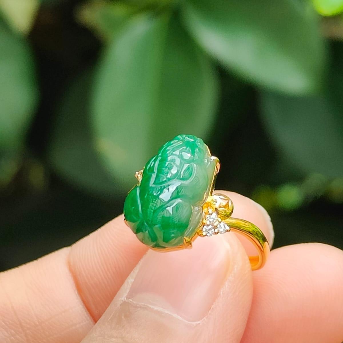 Metal Element Pixiu Ring - Wealth Activation with Earth Balance (Sku: 18kring45) Yi Pin Qian Jadeites Jade Jewelry ~Your Precious Quintessential ~ Singapore