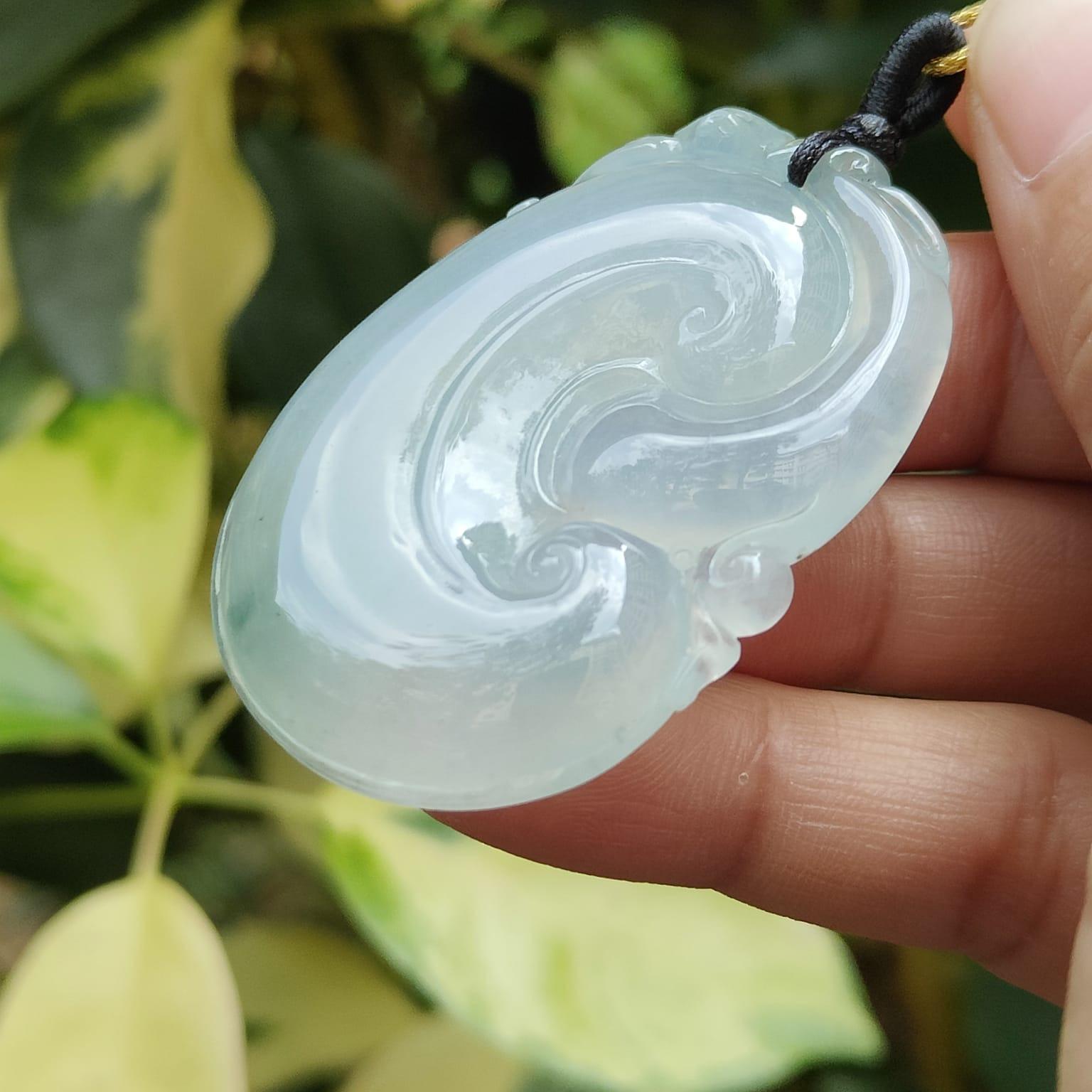 Premium Quality Icy Translucent Ruyi Pendant Natural Type A Jadeite Jade certificate weighs 25.87 grams, measurement 48.2 * 35.3 * 7.2 mm (pendant391) Yi Pin Qian Jadeites Jade Jewelry ~Your Precious Quintessential ~ Singapore