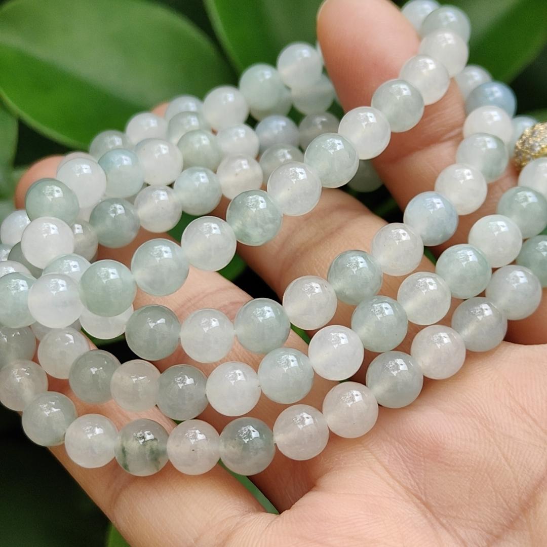 High Quality Good Translucent Natural Type A Jadeite Jade crafted as 112 beads with 99% perfection as Bracelet or Necklace certificate weighs 52.21 grams, measurement 6.6 mm (bracelet28) Yi Pin Qian