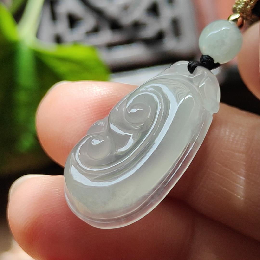 Crafted as Ruyi Pendant on Natural Type A Jadeite Jade certificate weighs 2.86 grams, measurement 24.6 * 15.1 * 4.3 mm (pendant376) Yi Pin Qian Jadeites Jade Jewelry ~Your Precious Quintessential ~ Singapore