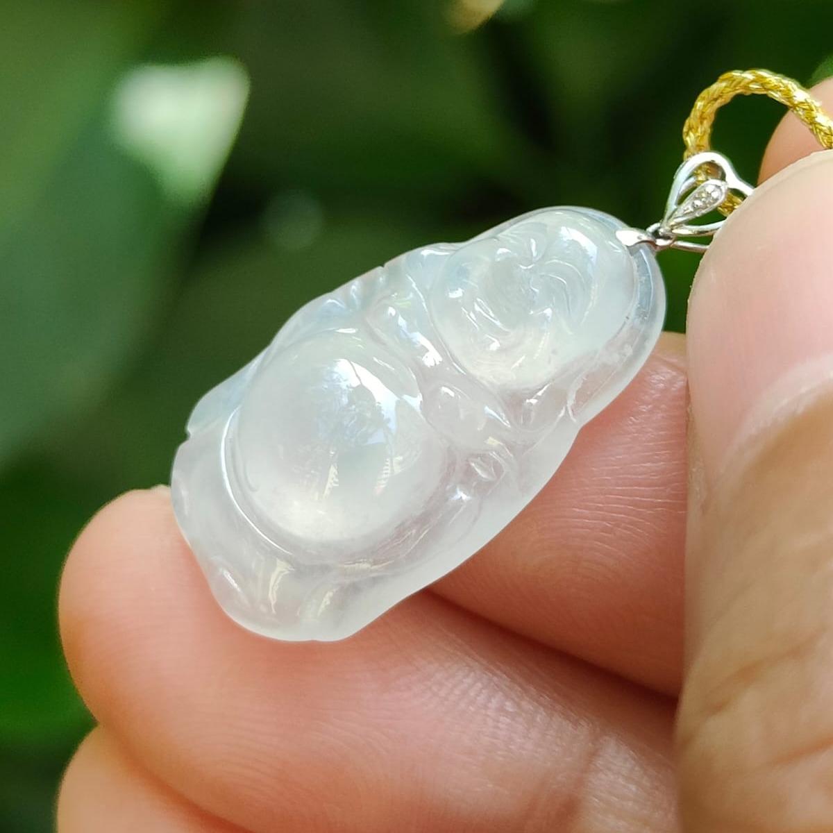 Laughing Buddha Jadeite Pendant – Five Elements Harmony, 18K Gold, Certified Type A (Sku: 18kp110) Yi Pin Qian Jadeites Jade Jewelry ~Your Precious Quintessential ~ Singapore