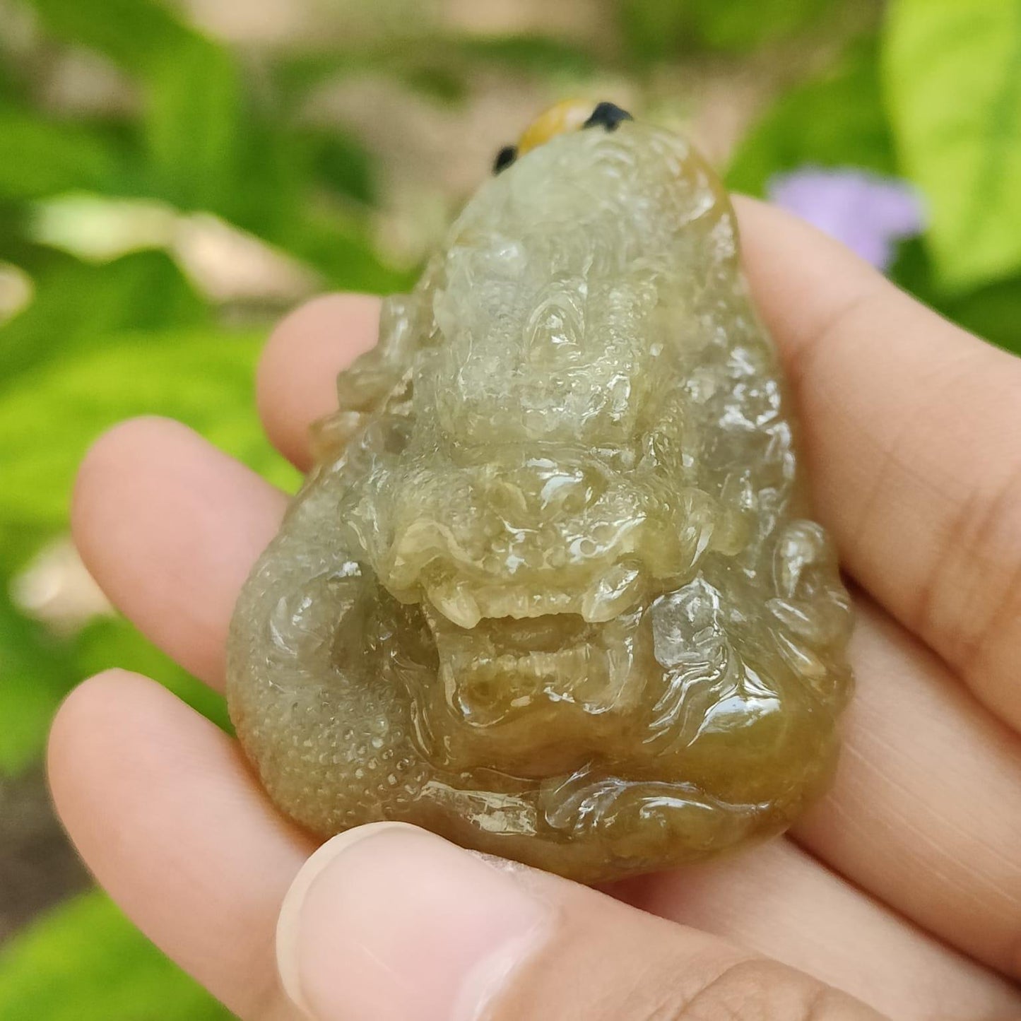 Crafted as Dragon Pendant on High Quality Natural Type A Jadeite Jade, certificate weighs 52.19 grams, measurement 52.8 * 36.9 * 22.5 mm (pendant372) Yi Pin Qian Jadeites Jade Jewelry ~Your Precious Quintessential ~ Singapore