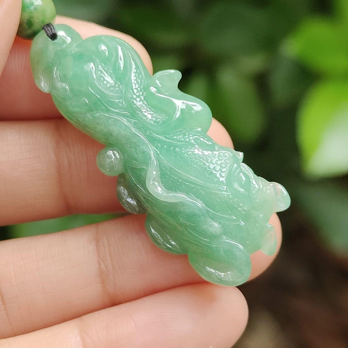 Light Green Chinese Cabbage Pendant - Natural Type A Jadeite Jade - Certificate weighs 9.35 grams, measurement 43.2 * 17 * 9.3 mm (pendant397) Yi Pin Qian Jadeites Jade Jewelry ~Your Precious Quintessential ~ Singapore