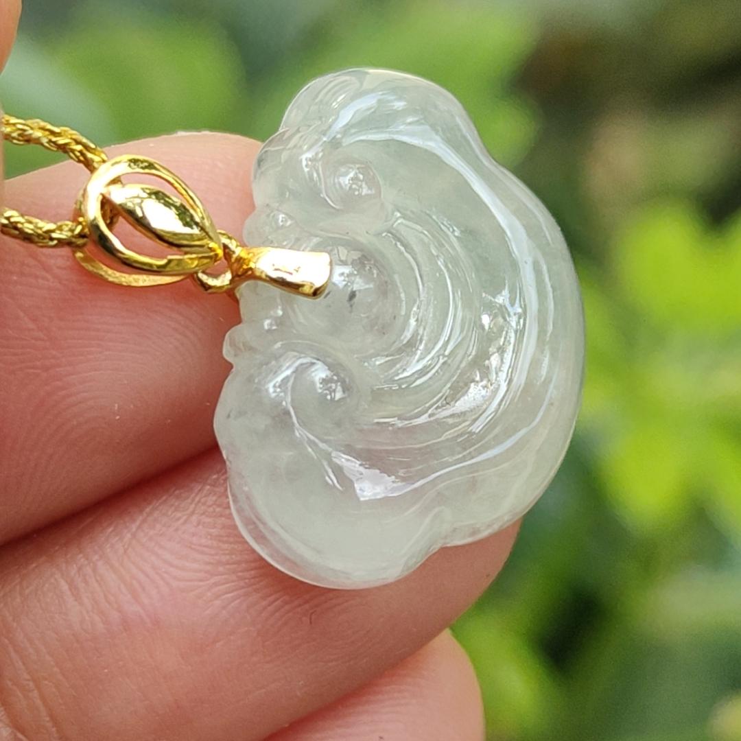 High Quality Ruyi Pendant Icy Translucent Natural Type A Jadeite added with 18k Clasp, certificate weighs 3.65 grams, measurement 16.3 * 21.4 * 5.2 mm (18kp94) Yi Pin Qian Jadeites Jade Jewelry ~Your Precious Quintessential ~ Singapore