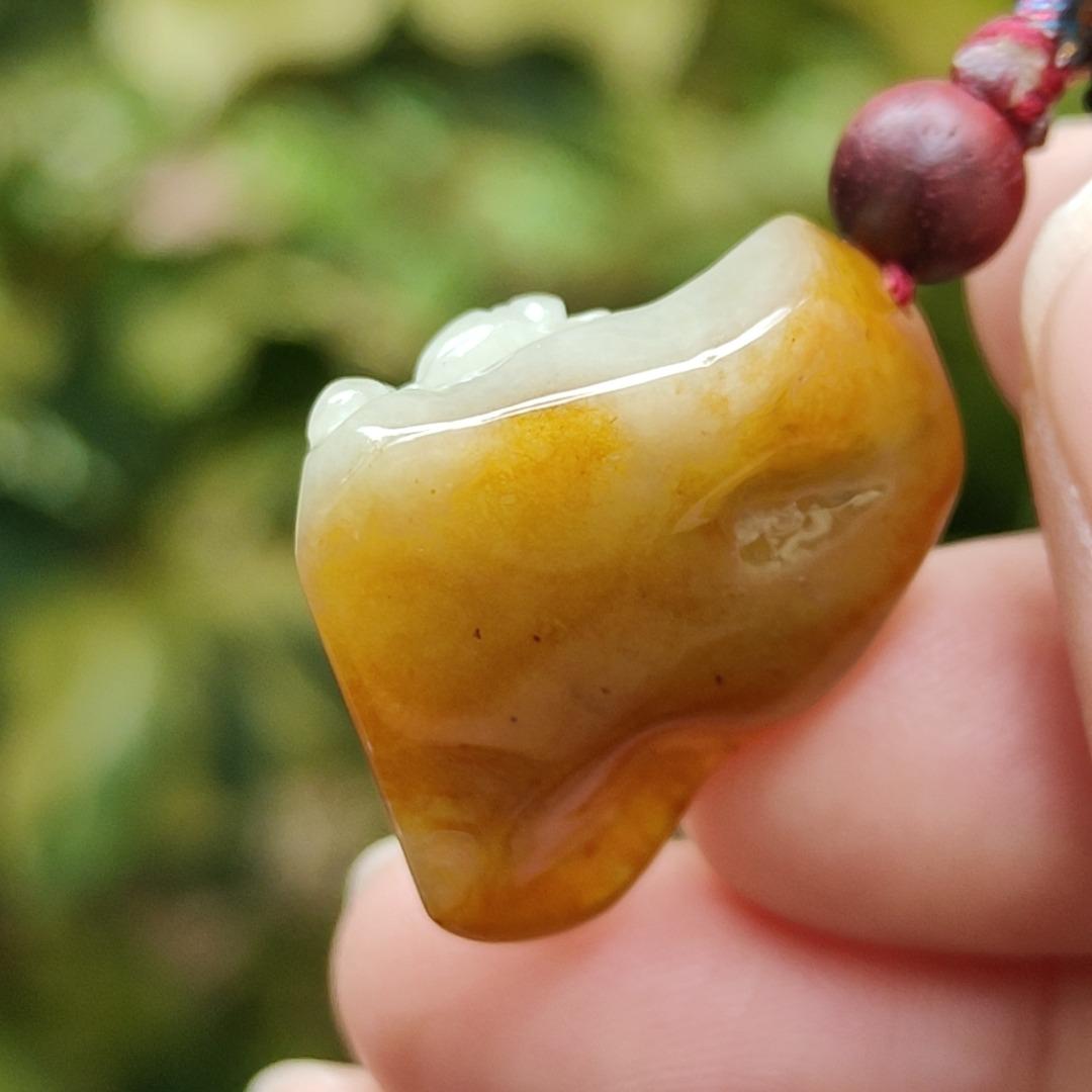 #Sold - New Arrival SG Local Seller Small but Good Quality Yellow Natural Type A Jadeite Jade crafted as Milo Buddha Pendant certificate weighs 8.52 grams, measurement 22.6 * 21.4 * 12.8 mm (pendant346)