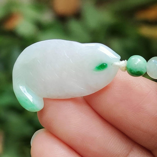 Water Element Jade Fish Pendant | Natural Jadeite | Harmony & Wealth (Sku: pendant422) Yi Pin Qian Jadeites Jade Jewelry ~Your Precious Quintessential ~ Singapore