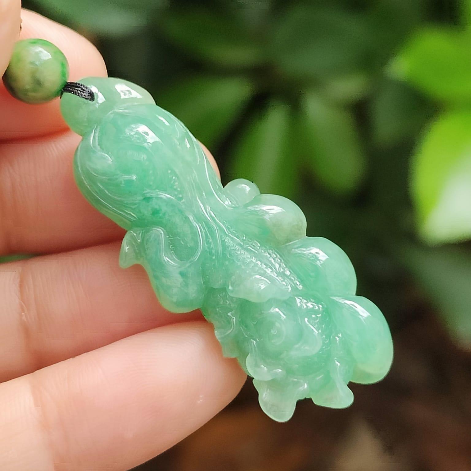 Light Green Chinese Cabbage Pendant - Natural Type A Jadeite Jade - Certificate weighs 9.35 grams, measurement 43.2 * 17 * 9.3 mm (pendant397) Yi Pin Qian Jadeites Jade Jewelry ~Your Precious Quintessential ~ Singapore