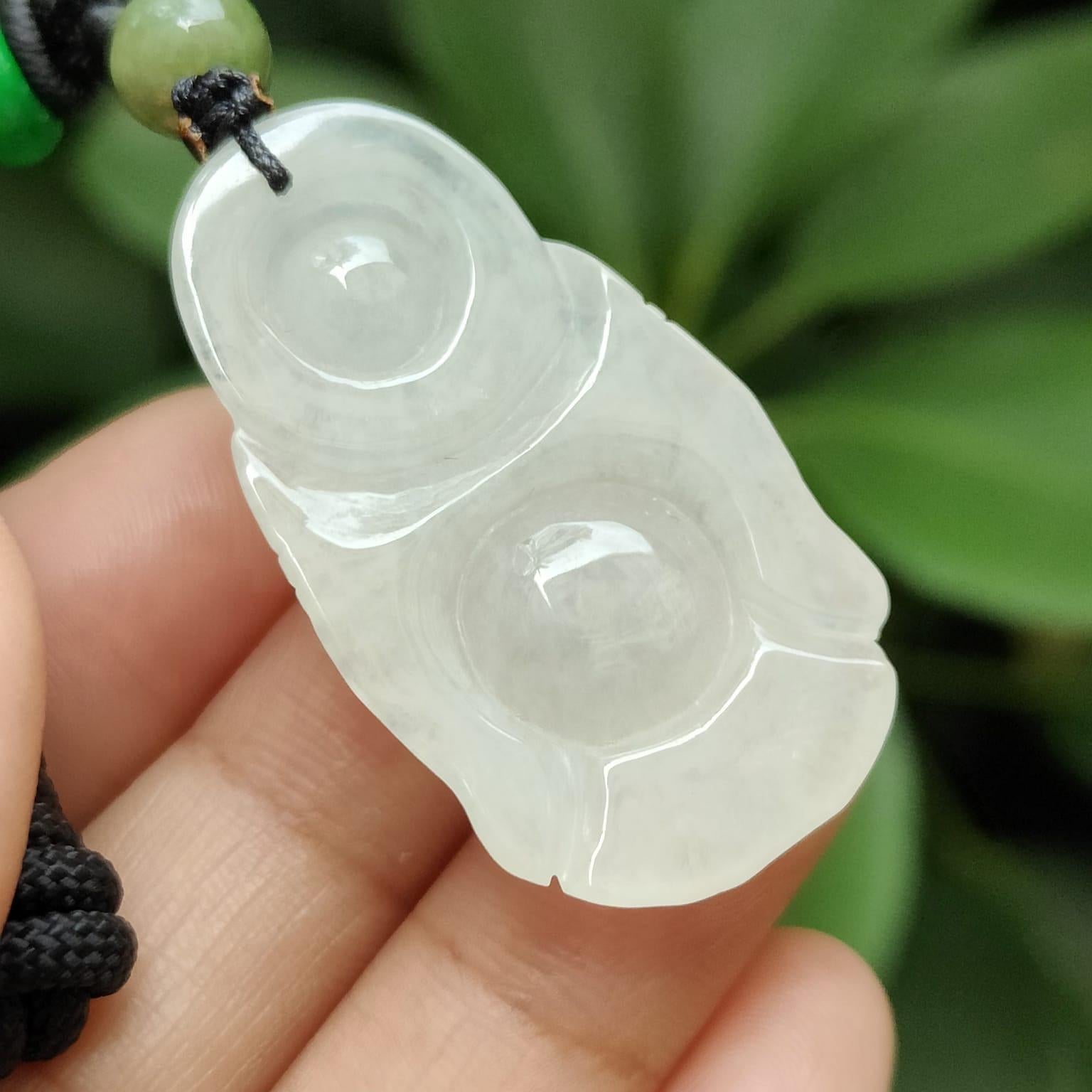 New Stock Sg Seller - Crafted as Standing Milo Buddha Natural Type A Jadeite Jade as Pendant certificate weighs 8.73 grams, measurement 38 * 21.3 * 7.6 mm (pendant351) Yi Pin Qian Jadeites Jade Jewelry ~Your Precious Quintessential ~ Singapore