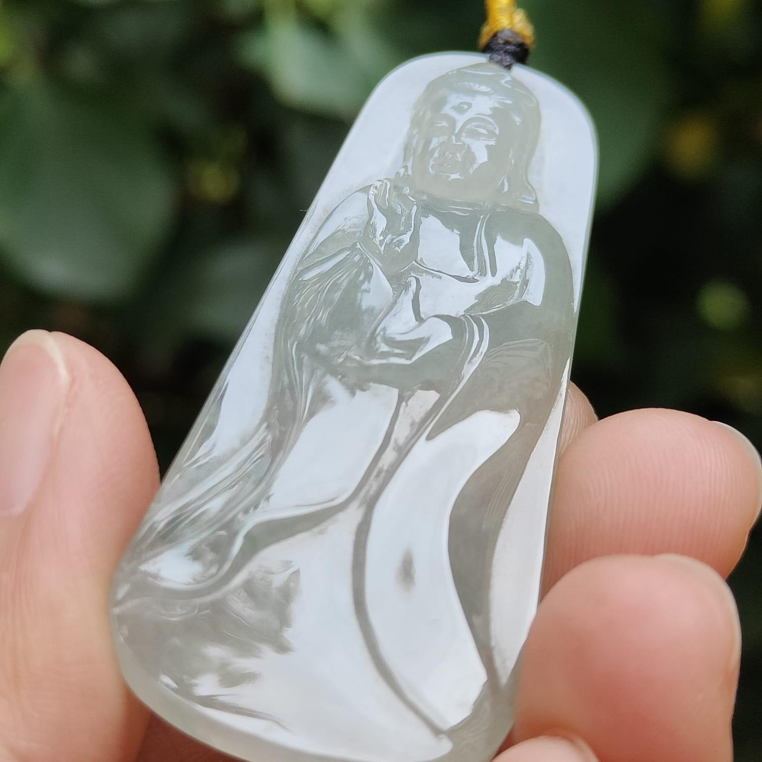 New Arrival in Singapore - Standing Buddha crafted on Natural Type A Jadeite Jade as Pendant with certificate weighs 13.64 grams, measurement 57 * 24.3 * 5.7 mm (pendant336) Yi Pin Qian Jadeites Jade Jewelry ~Your Precious Quintessential ~ Singapore