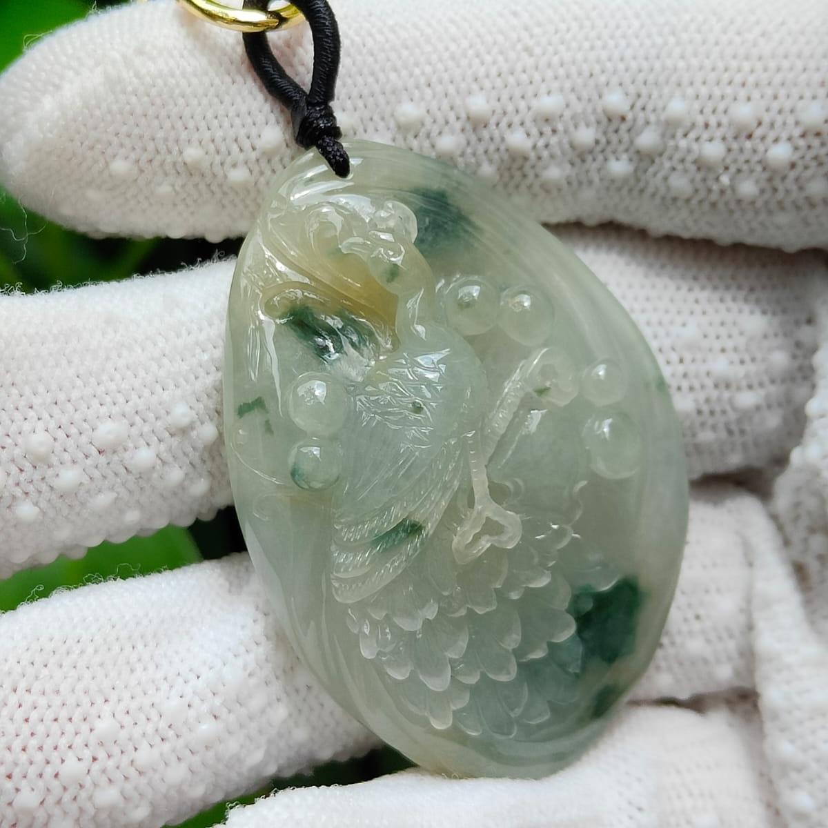 Jade Peacock Can Huat Ah! 🌱🔥 Natural Type A Jadeite Pendant | Zi Wei Dou Shu Luck (Sku: pendang447)