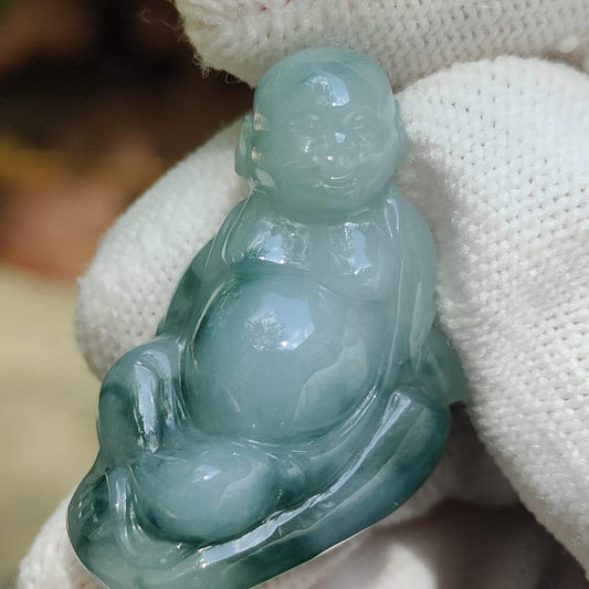 Wood & Water Power Duo 🌱💧 Natural Type A Jadeite Buddha | Zi Wei Dou Shu Career Luck (Sku: pendant449)