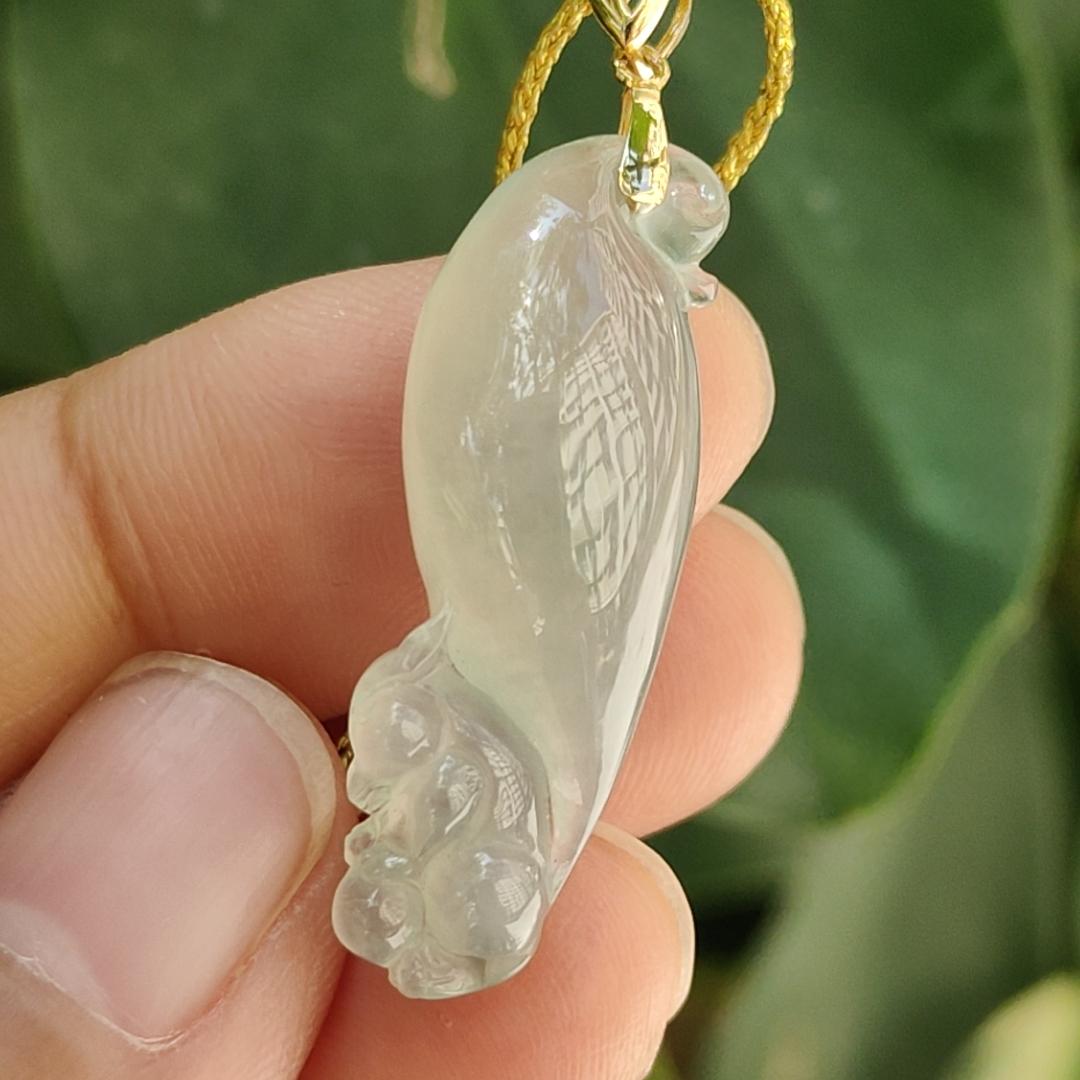 Special Offer Until 2025 CNY only - This Premium Fine Quality Squirrel Pendant Natural Type A Jadeite Jade with 18k Clasp added, certificate weighs 3.24 grams, measurement 30.5 * 10.5 * 6.7 mm (18kp98) Yi Pin Qian Jadeites Jade Jewelry ~Your Precious Quintessential ~ Singapore