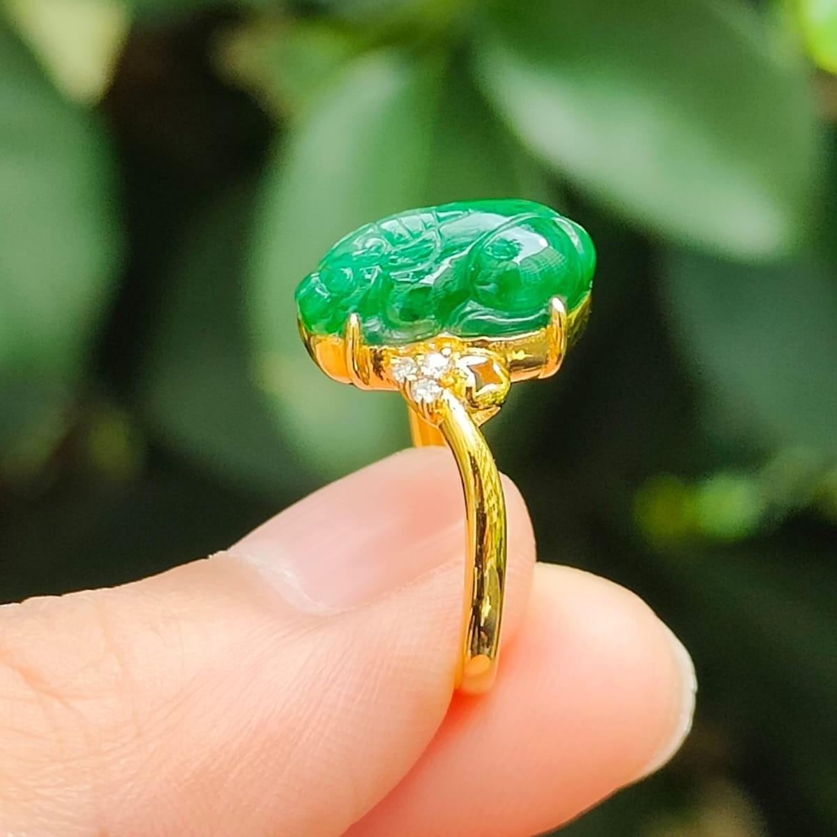 Metal Element Pixiu Ring - Wealth Activation with Earth Balance (Sku: 18kring45) Yi Pin Qian Jadeites Jade Jewelry ~Your Precious Quintessential ~ Singapore
