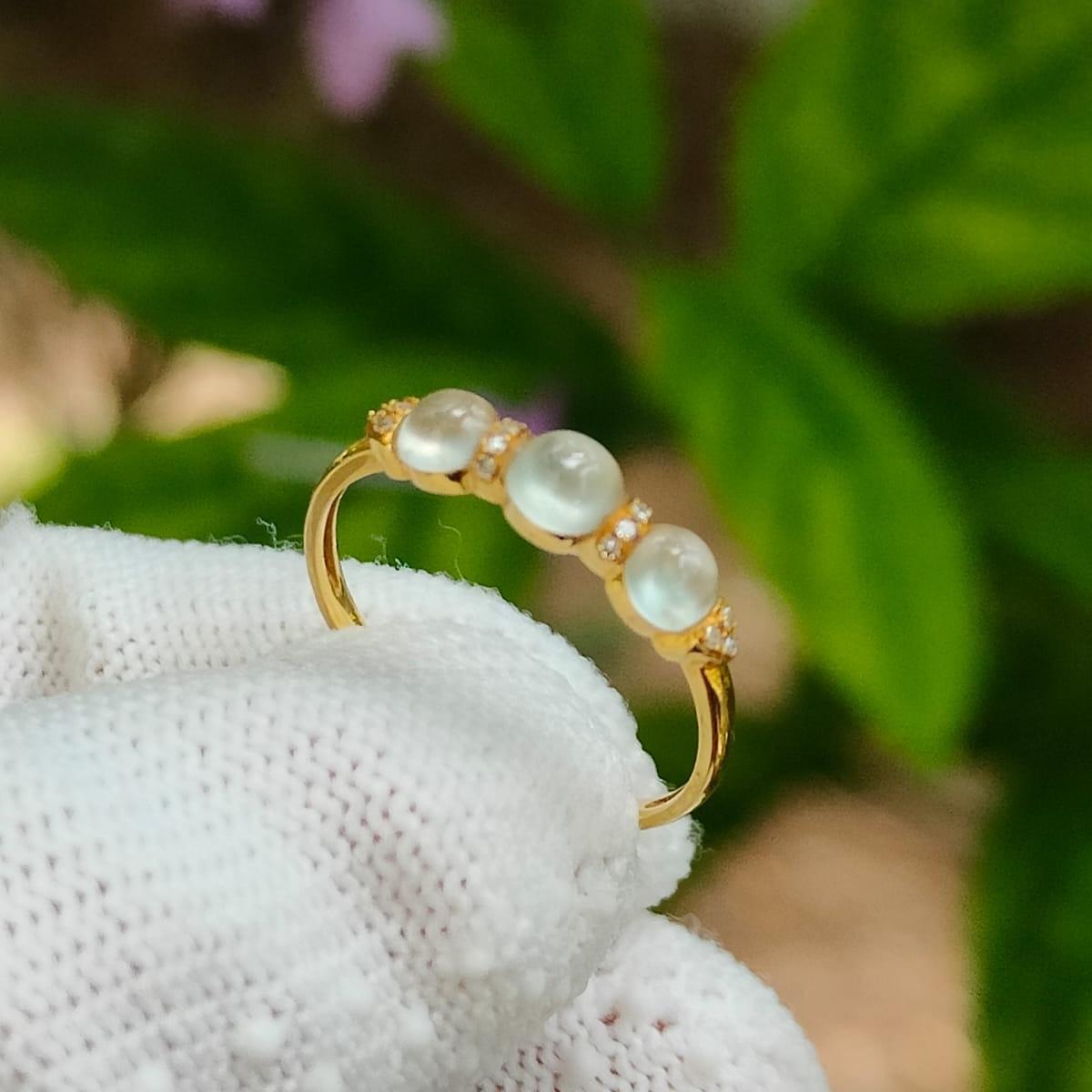 SG Seller New Listing Crafted on Natural Type jadeite jade with 3 cabochons on 18k gold as Ring certificate weighs 1.18 grams (18kring36) Yi Pin Qian Jadeites Jade Jewelry ~Your Precious Quintessential ~ Singapore