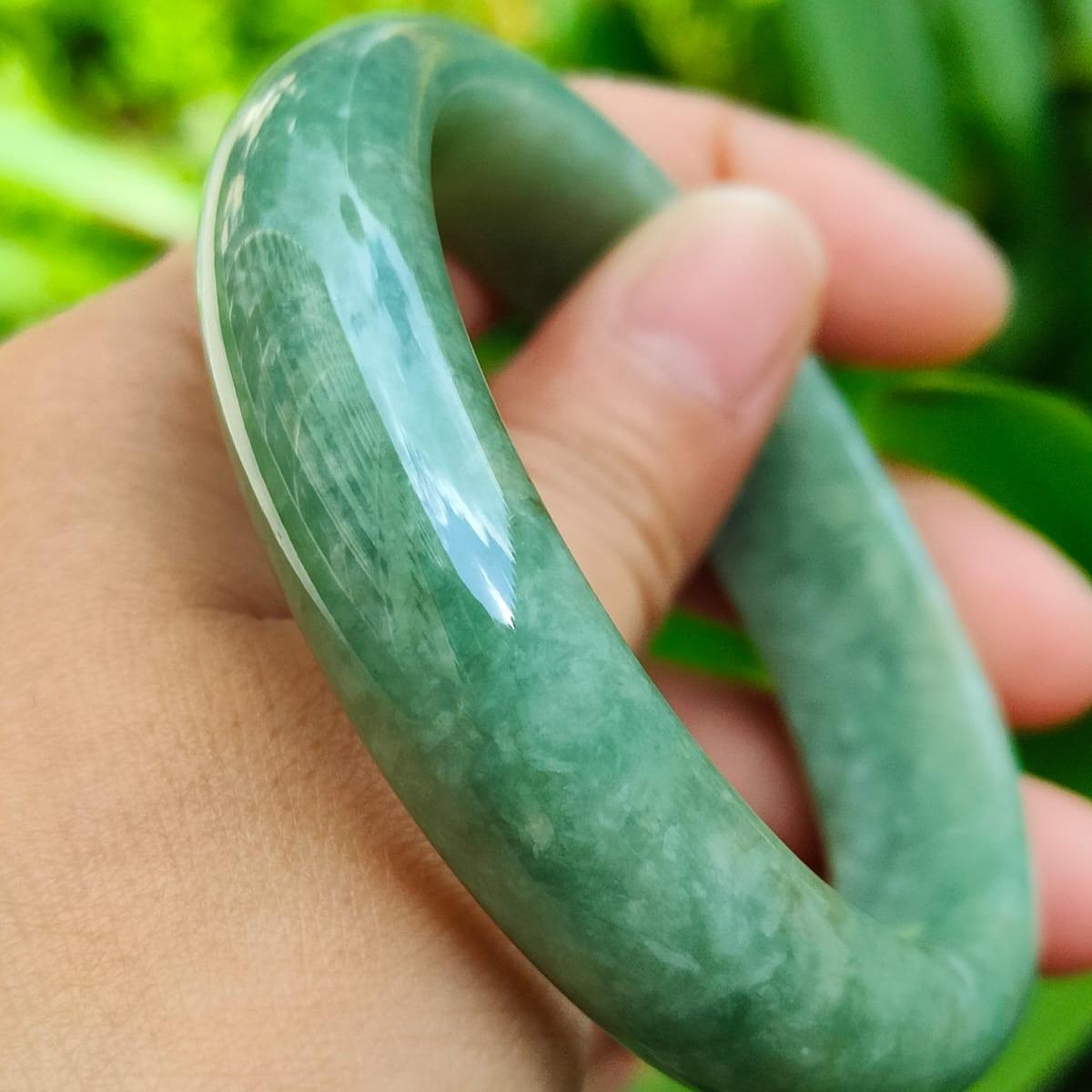 Wood 🌱 + Water 💧 Jadeite Bangle | Career Harmony Catalyst (Sku: bangle35) Yi Pin Qian Jadeites Jade Jewelry ~Your Precious Quintessential ~ Singapore