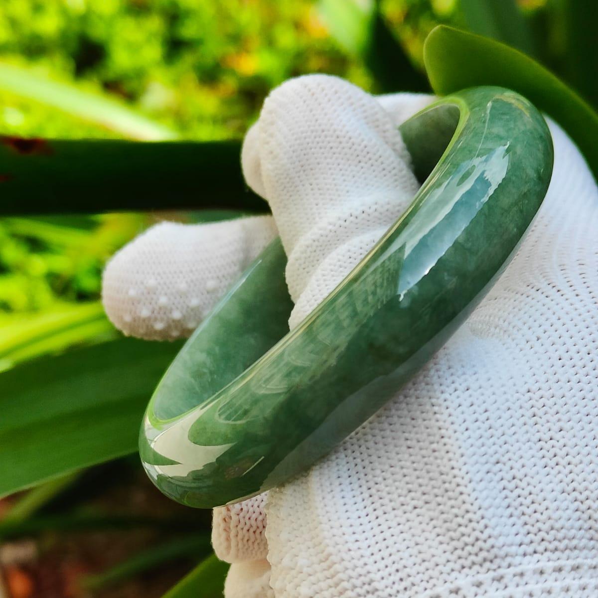 Wood 🌱 + Water 💧 Jadeite Bangle | Career Harmony Catalyst (Sku: bangle35) Yi Pin Qian Jadeites Jade Jewelry ~Your Precious Quintessential ~ Singapore