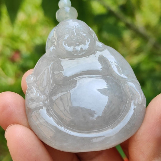 Rare Old Collection Natural Type A Jadeite Jade Pendant Necklace crafted as Milo Buddha with certificate weigh 56.32 grams, measurement 54.2 * 45.6 * 12.8 mm (pendant181) Yi Pin Qian