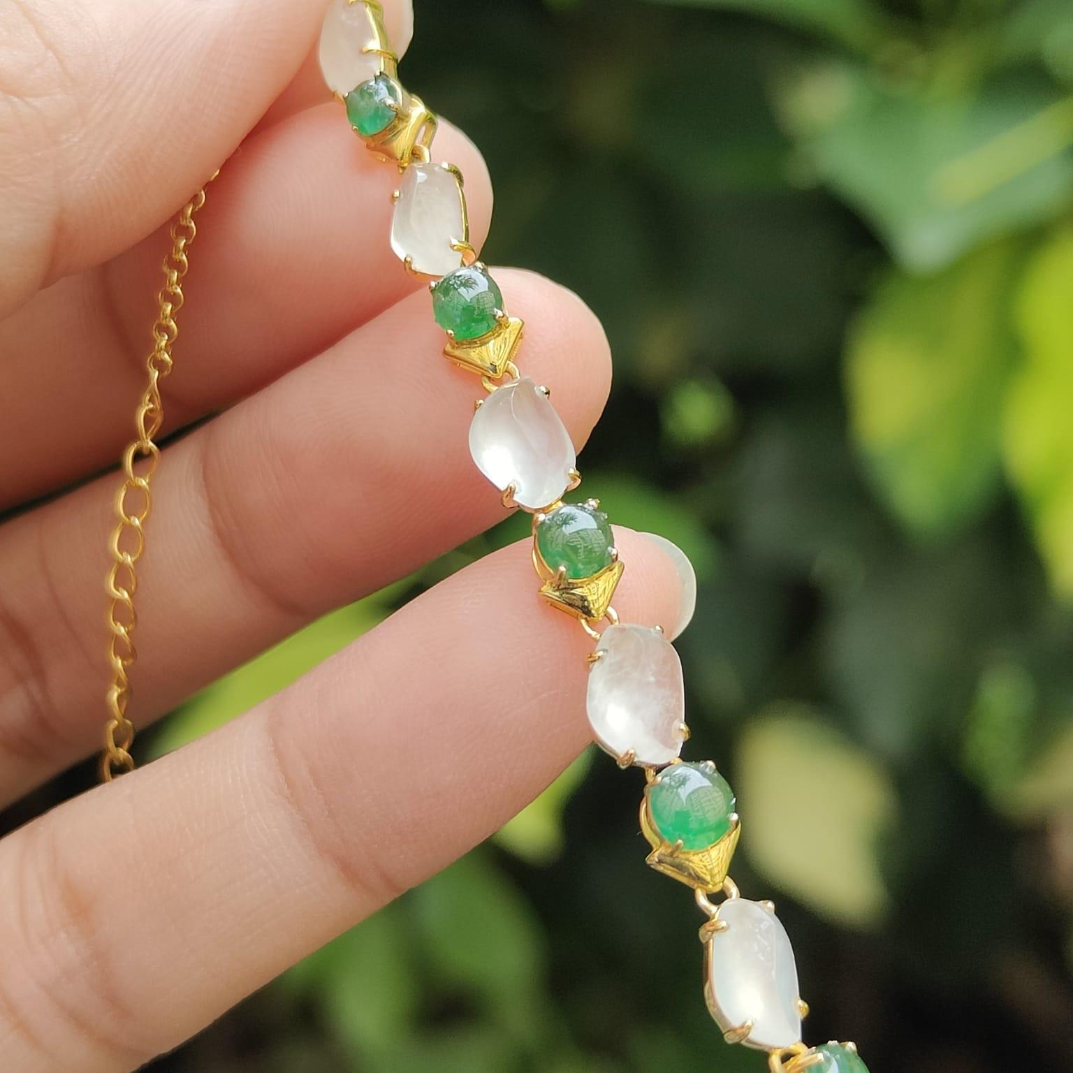Liquid Jade Symphony - 18K Gold & Type A Jadeite Element Bracelet (Sku: 18kp112) Yi Pin Qian Jadeites Jade Jewelry ~Your Precious Quintessential ~ Singapore