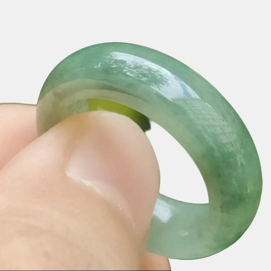 Wood Element Harmony Ring - Natural Type A Jadeite Jade Unisex Band (Sku: ring16) Yi Pin Qian Jadeites Jade Jewelry ~Your Precious Quintessential ~ Singapore