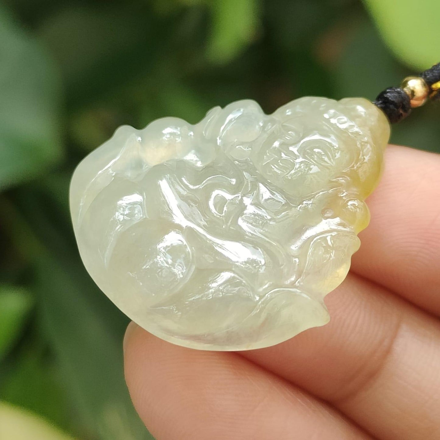 Icy Yellow Translucent Baby Buddha Pendant Natural Type A Jadeite Jade certificate weighs 5.74 grams, measurement 30.2 * 29.1 * 4.8 mm (pendant388) Yi Pin Qian Jadeites Jade Jewelry ~Your Precious Quintessential ~ Singapore