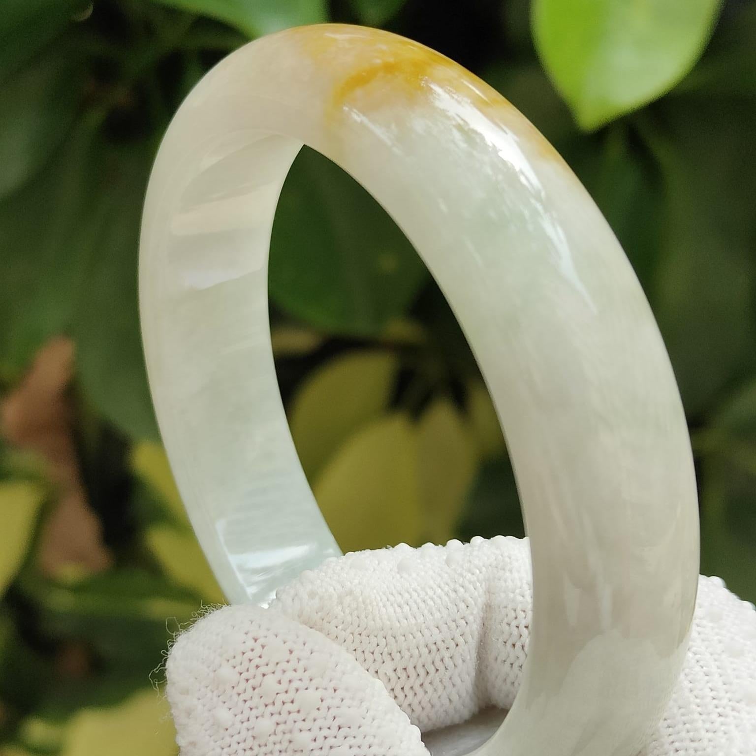 Earth's Embrace Bangle - Amber & Moss Jadeite Jewelry (Sku: bangle33) Yi Pin Qian Jadeites Jade Jewelry ~Your Precious Quintessential ~ Singapore