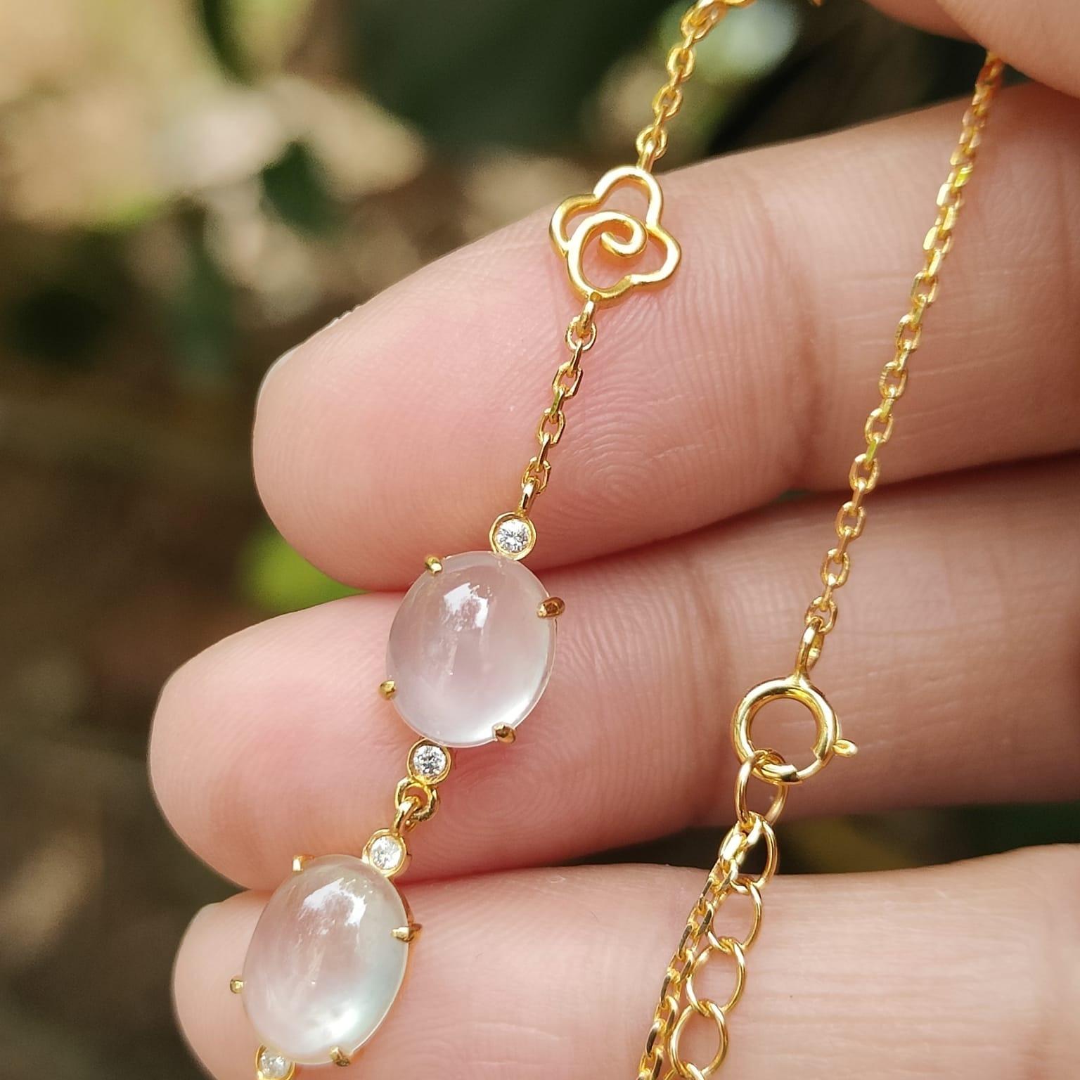 Icy Translucent Jadeite Bracelet – Natural Type A Cabochons, 18K Gold, Harmony of Elements Sku: 18kp107 Yi Pin Qian Jadeites Jade Jewelry ~Your Precious Quintessential ~ Singapore
