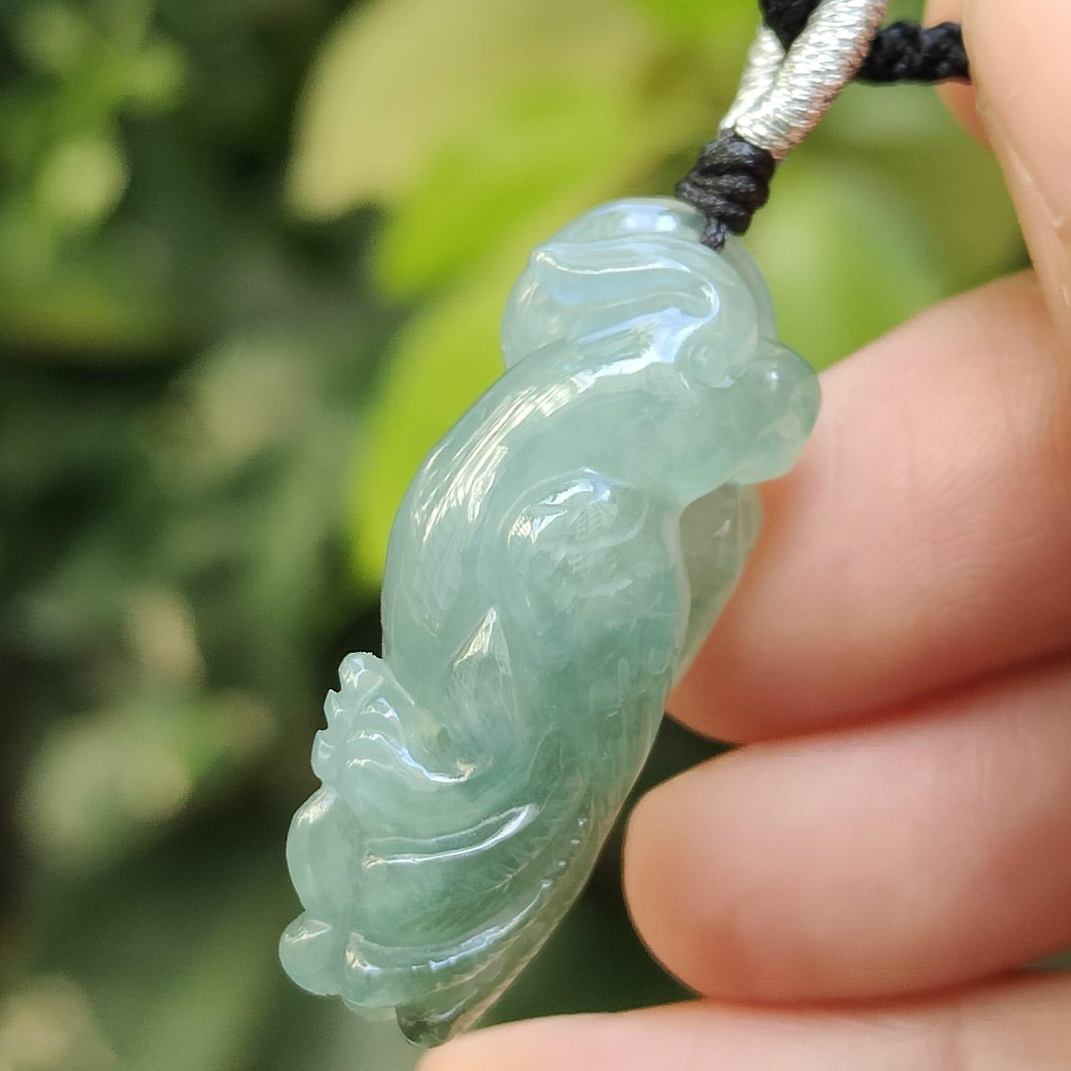 Green Parrot Natural Type A Jadeite Jade Pendant, Certificate weighs 8.27 grams, measurement 33 * 14.8 * 11.8 mm (pendant396) Yi Pin Qian Jadeites Jade Jewelry ~Your Precious Quintessential ~ Singapore