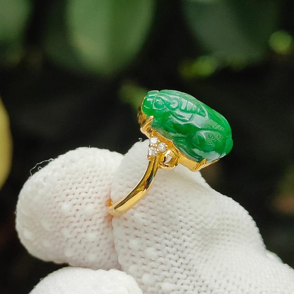 Metal Element Pixiu Ring - Wealth Activation with Earth Balance (Sku: 18kring45) Yi Pin Qian Jadeites Jade Jewelry ~Your Precious Quintessential ~ Singapore