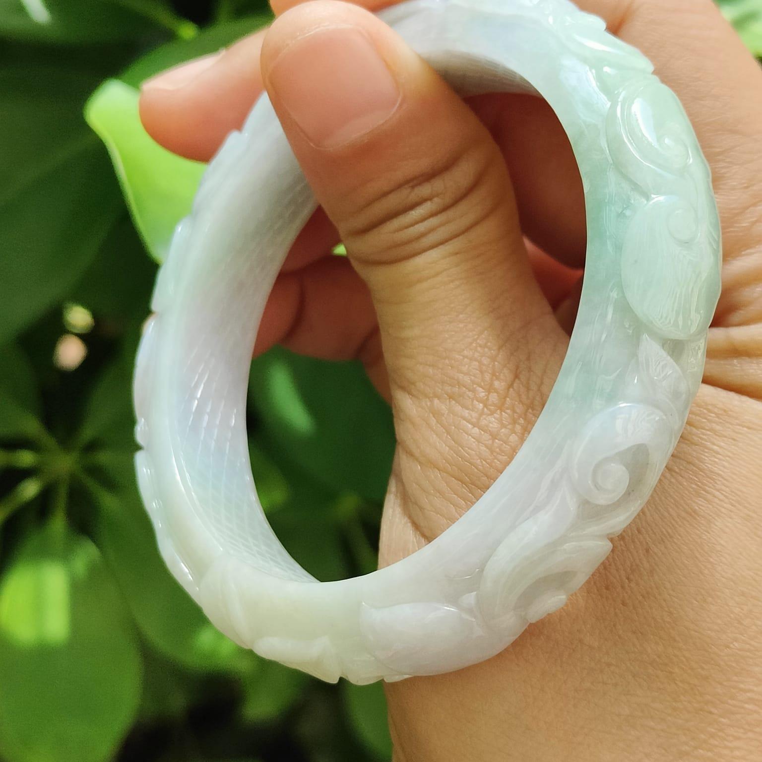"Whispers of Nature" Dual-Colored Jadeite Bangle – Harmony in Every Hue (Sku: bangle31) Yi Pin Qian Jadeites Jade Jewelry ~Your Precious Quintessential ~ Singapore